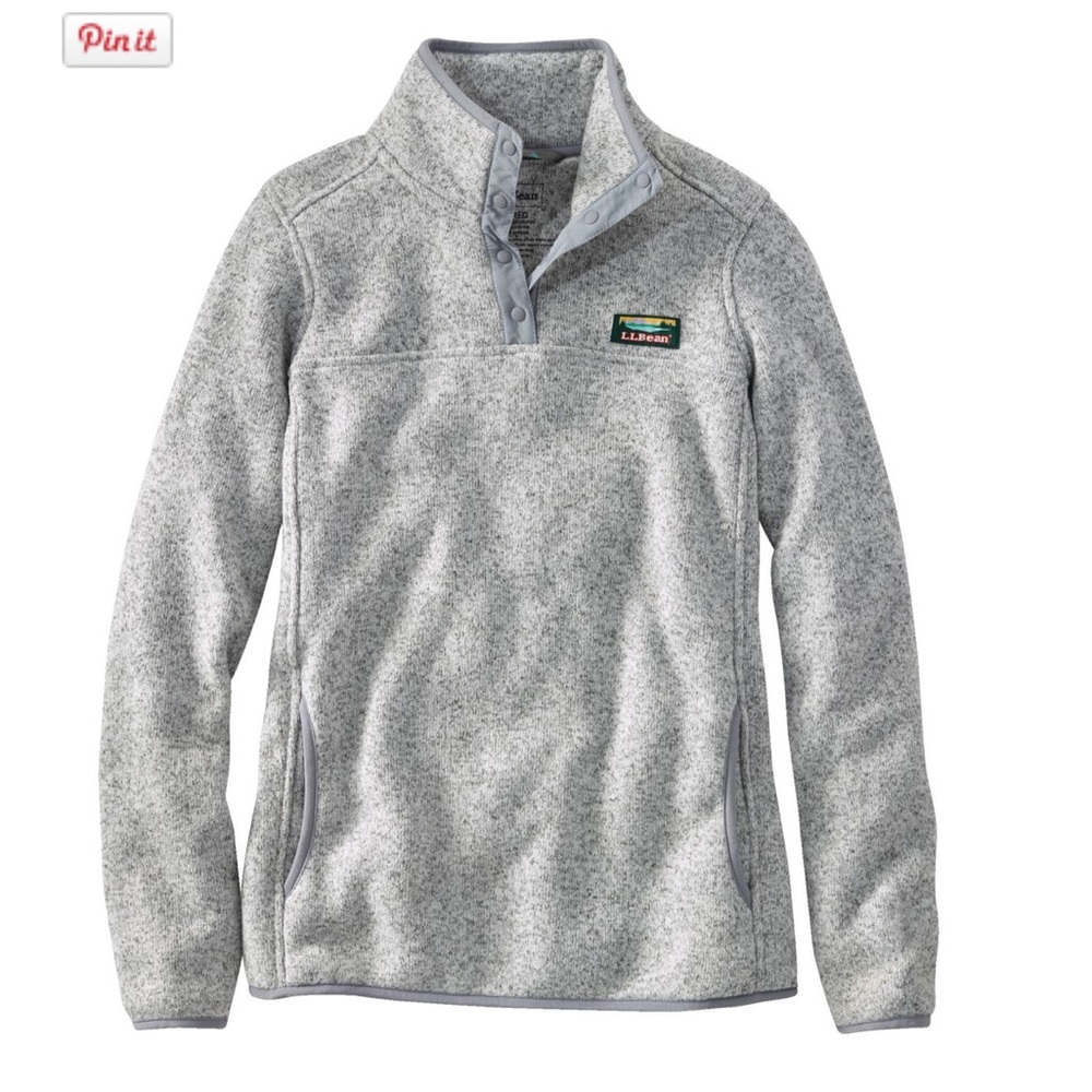 L.L. Bean Sweater Fleece Pullover - Womens, Grey, L